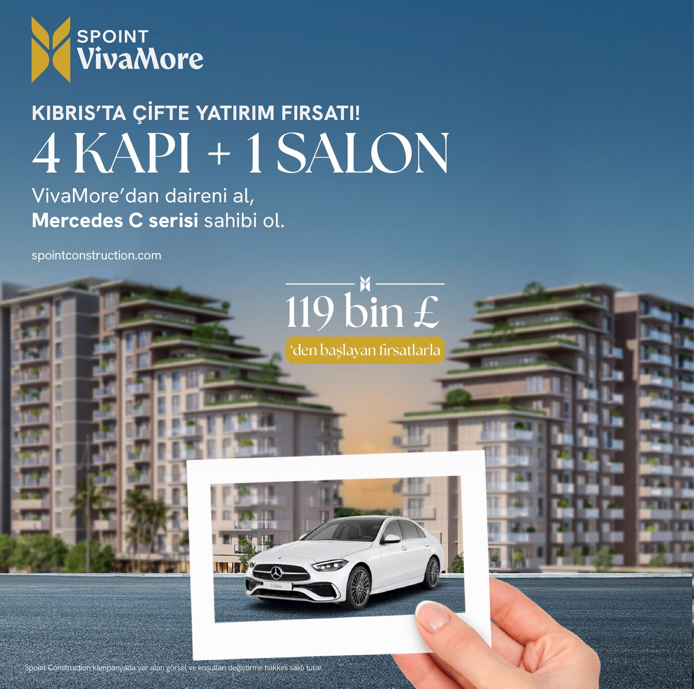VivaMore'dan daireni al, Mercedes C serisi sahibi ol - 119 bin sterlinden başlayan fırsatlarla