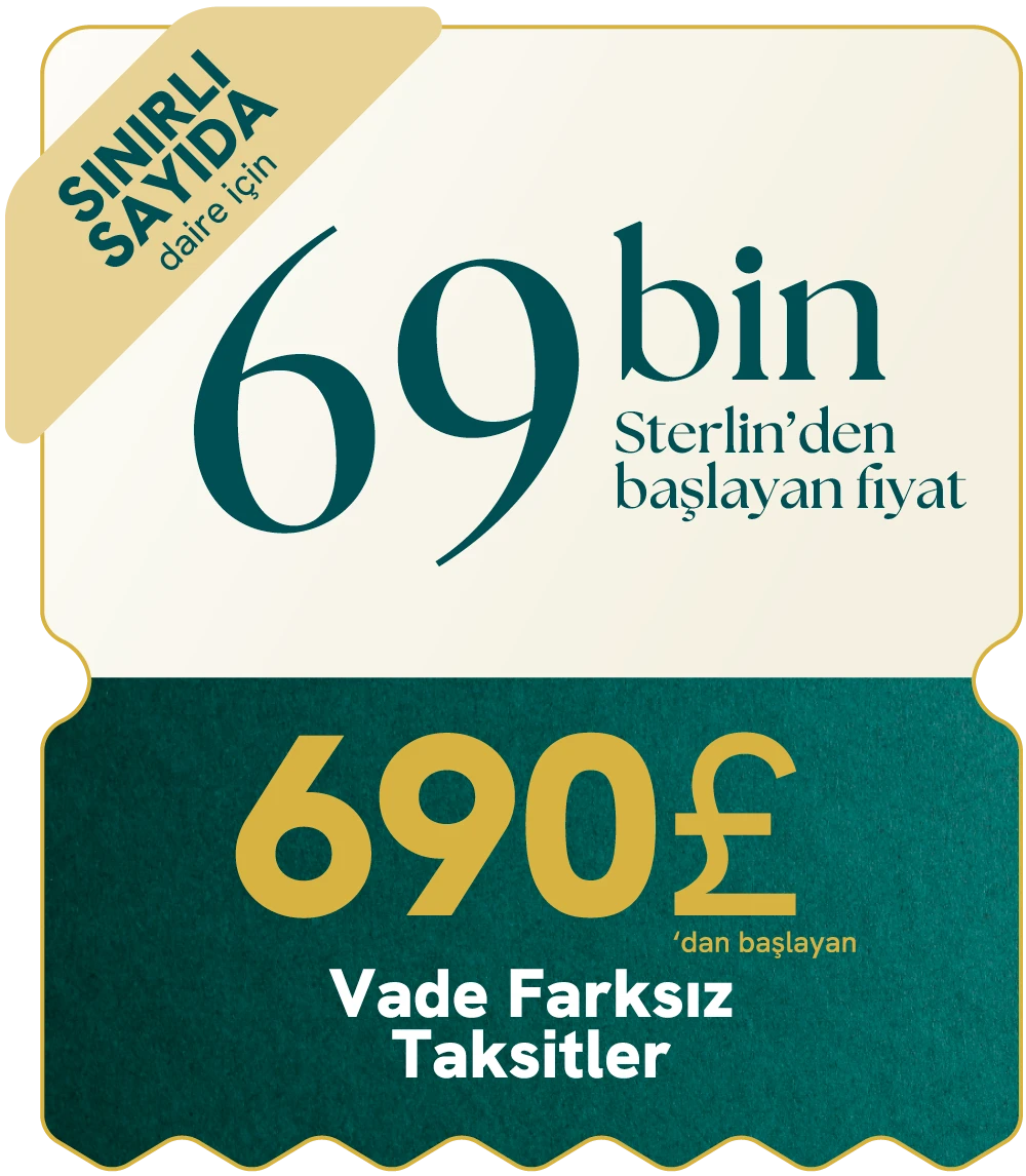 Sınırlı sayıda 69 bin Sterlin'den başlayan fiyat, 36 ay vade farksız 959£ sabit taksit